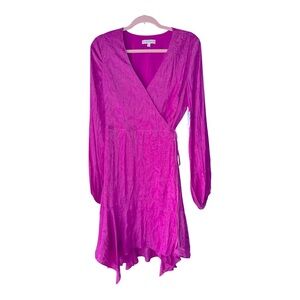 GUESS Medium Women's Hanna Collection PINK FUCHSIA PAISLEY WRAP DRESS NWT